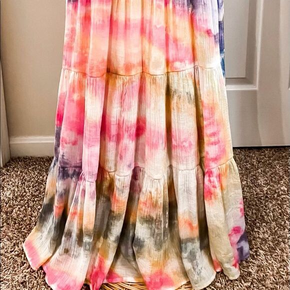 Boho flowy long maxi dress tie dyed skirt womens - Picture 3 of 3